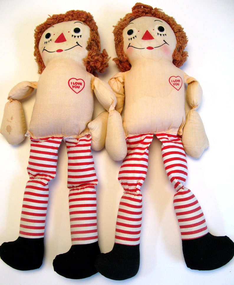 Vintage Raggedy Ann and Andy 1950's rag dolls. Etsy