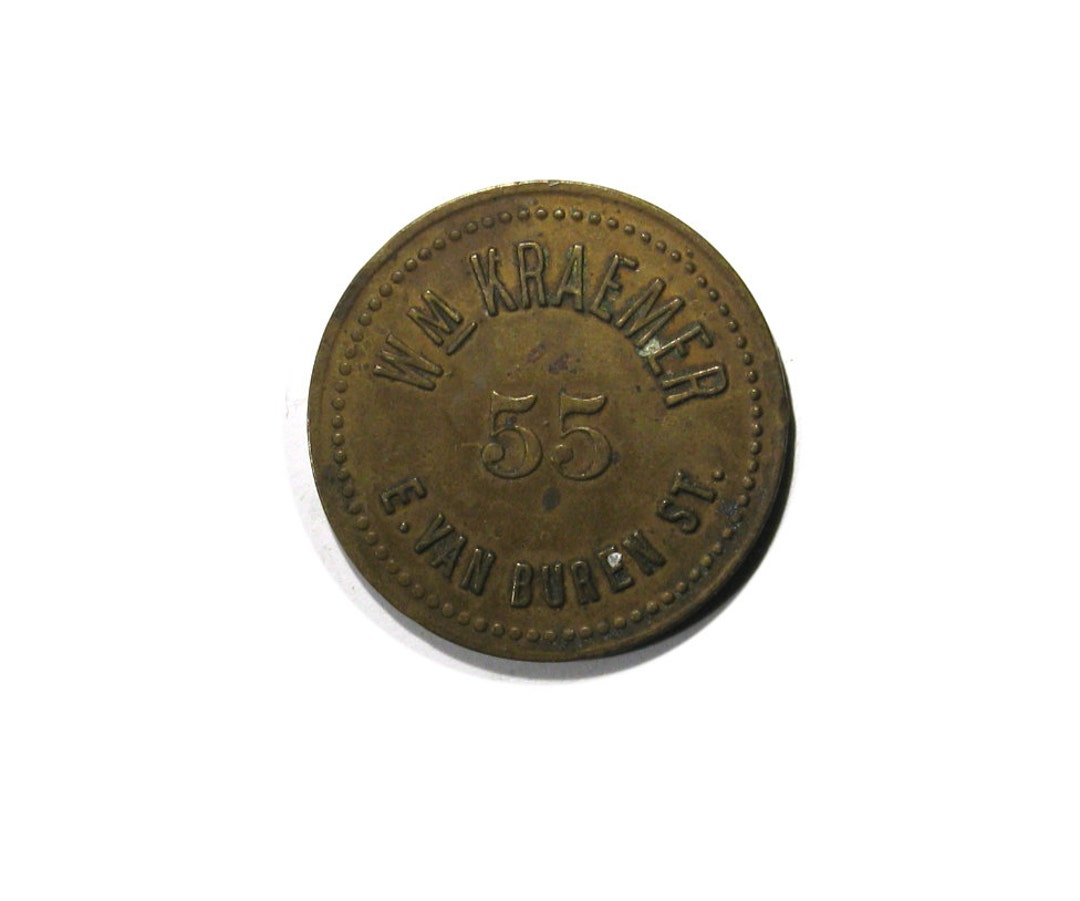 Vintage Token Chicago Wm Kraemer 5 Cent Good for One Drink