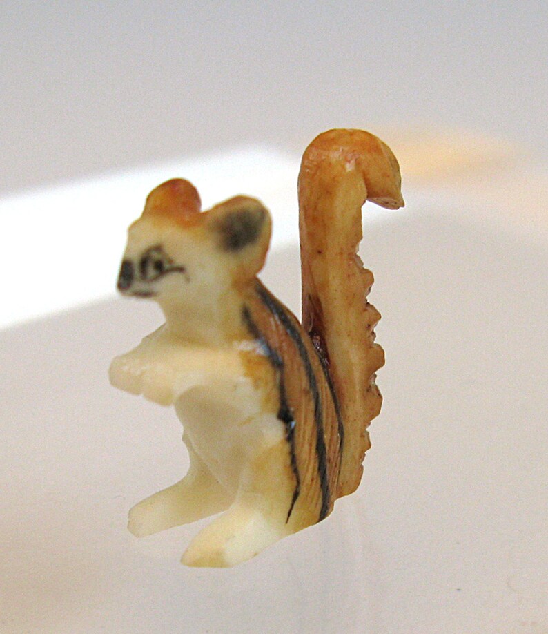 Vintage squirrel hard celluloid miniature squirrel toy 1930's made in Japan image 1