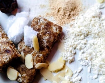 Vegan Maca Coconut Snack Bars, Natural Energy, No Sugar Added