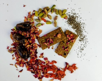Radiance Rose Raw Mini Bar – Pistachio, Chia, Goji, Vegan