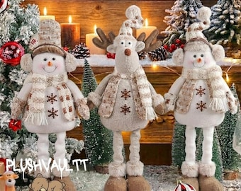 Christmas Decor, High Quality Snowman & Reindeer Decor, Telescopic Legs Figure, Luxury Holiday Gift, Choose Your Style, 40-50cm