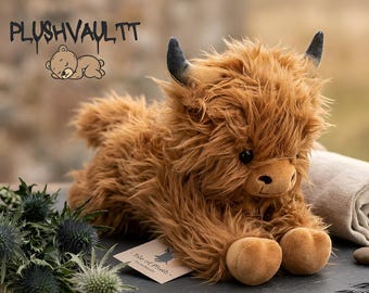 Highland Cow Plush 25cm - Adorable Fluffy Scottish 'Hairy Coo' Toy - Soft Farm Animal Stuffed Toy for Nursery Decor