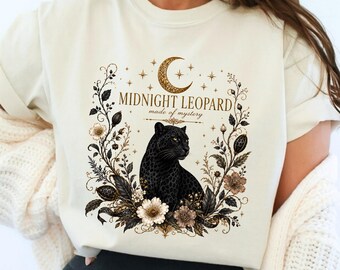 Midnight Leopard Shirt, Black Panther Tee, Wildlife Botanical Gift, Comfort Colors Tee, Wild at Heart Collection