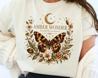 Amber Wonder Shirt, Vintage Butterfly Tee, Wildlife Botanical Gift, Comfort Colors Tee, Wild at Heart Collection