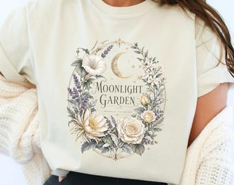 Moonlight Garden Shirt | Vintage Floral Tee | Botanical Graphic T-Shirt | Comfort Colors 1717 | Garden Lover Gift