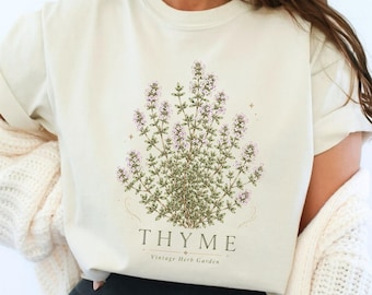 Thyme Shirt, Vintage Herb Garden Tee, Cottage Garden Gift, Botanical Tee, Comfort Colors Tee, Herb Lover Gift