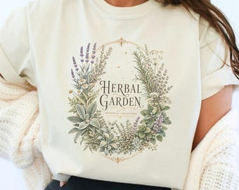 Herbal Garden Shirt | Vintage Botanical Tee | Herb Garden Graphic T-Shirt | Comfort Colors 1717 | Gift for Her