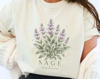 Sage Shirt, Vintage Herb Garden Tee, Herbalist Gift, Botanical Tee, Comfort Colors Tee, Herb Lover Gift