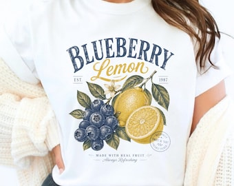 Blueberry Lemon Shirt | Comfort Colors Graphic Tee | Retro Fruit Tee | Farmers Market Shirt | Cottagecore Top | Summer Gift for Her