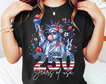 Preppy Brushstroke Statue of Liberty Blowing Bubble Png, USA Png, America 4th July Png Design, Girly Png