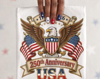 Design digital PNG do 250º aniversário dos EUA | 4 de julho de 1776 a 2026 | Camiseta com estampa patriótica da águia americana comemorativa dos 250 anos