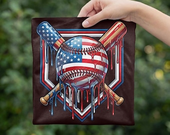 Baseball Tropfender amerikanischer Flagge PNG, tropfender Baseball Png, USA Patriotischer 4.Juli Design, Eistropfen Png, Baseball Haus digitalerdownload