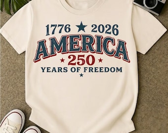 Retro USA 250-jähriges Jubiläum 2026 PNG 250 Jahre Amerika Patriotische Grafik 4. Juli Hemd für T-Shirts Sweatshirt Hoodie Sublimation POD