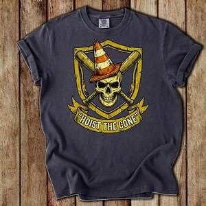 Hoist The Cone PNG, Funny Skull Traffic Cone Design, Construction Worker Shirt PNG, Blue Collar Sublimation Download image 5