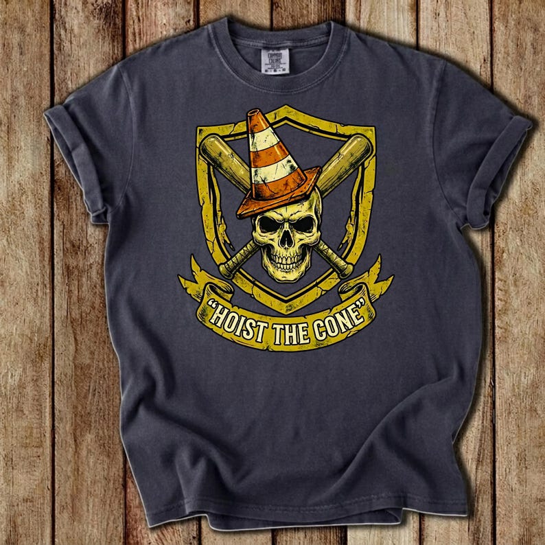 Hoist The Cone PNG, Funny Skull Traffic Cone Design, Construction Worker Shirt PNG, Blue Collar Sublimation Download image 5