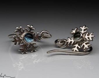 Medium Snowflake Dangle with Blue Topaz