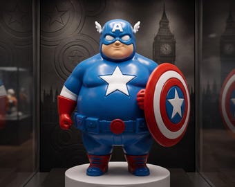 Chubby Captain America STL File | Fat Superhero 3D Print Model | Avenger Figurine STL