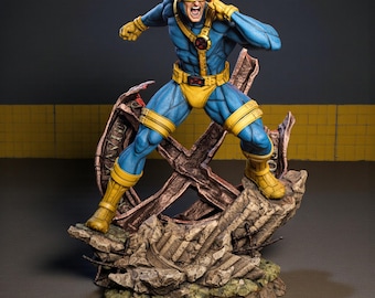 Cyclops X-Men Statue STL File | Dynamic Comic Style 3D Print Model (Digital Download)