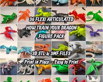 Flexi Articulated How Train Your Dragon Bundle 36 Flexi Figure 3D STL & 3MF Files