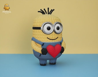 Corn Texture Knitted Style Minion Figure – 3D Print STL File – Cartoon Character Model