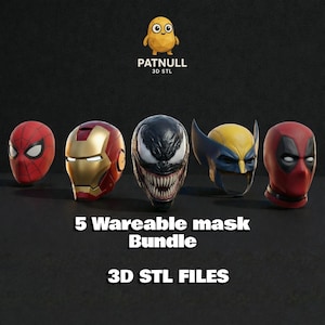 Wareable Cosplay Mask Bundle 3D STL Files ( 5 Mask)