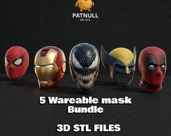 Wareable Cosplay Mask Bundle 3D STL Files ( 5 Mask)