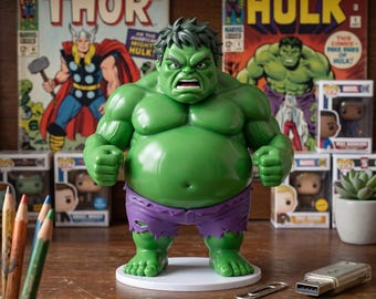 Fat Hulk STL File | Chubby Superhero 3D Print Model | Funny Comic Fan Art 3D Printer Figure | Digital Download STL