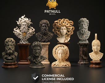 Greek Mythology Bust Collection + Commercial License – Modern Ornamental Sculptures, Luxury Filigree Art, Digital STL