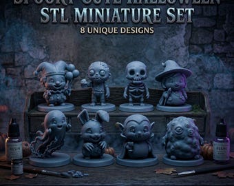 Spooky Halloween Miniature STL Set – 8 Unique 3D Printable Designs (Digital Download)