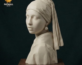 Girl with a Pearl Earring Bust STL | Elegant Renaissance Figure | Printable STL File