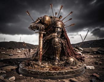 Fallen Knight STL File – Sad Medieval Warrior 3D Print Model – Dark Fantasy Knight Figure