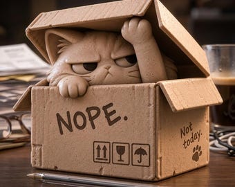 Funny Cat Desk Accessory STL | Grumpy Cat Figurine 3D File