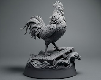 Lo Siento Rooster – Dramatic Flood Survivor Chicken Statue STL | 3D Printable Figure