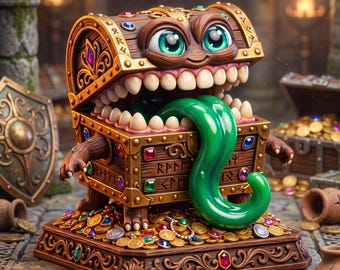 Mimic Treasure Chest STL File | D&D Tabletop RPG Monster Miniature