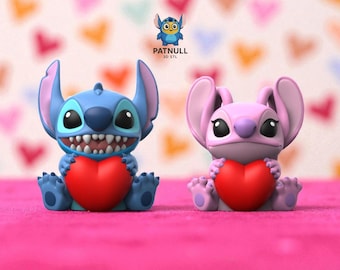Stitch Valentine's Figure 3D STL Files - Easy to Print - Print in Place