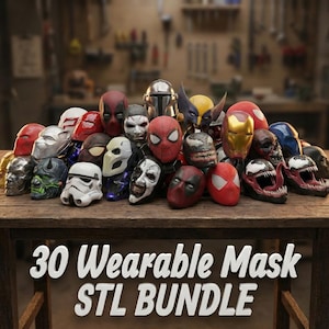 Wareable Cosplay Mask Bundle 3D STL Files (30 Mask)