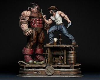 Logan vs Juggernaut Diorama STL – Superhero 3D Print File (Digital Download)