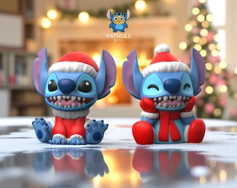 Stitch Christmas Figure 3d STL Fİles - Easy to Print - Print in Place