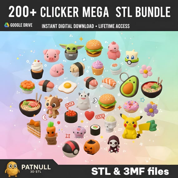 Clicker STL Bundle  200+ 3D Print Files Mixed Themes No Supports FDM 3MF STL Pack