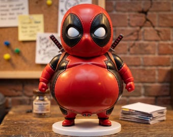 Fat Deadpool STL File | Chubby Superhero Figurine 3D Model |  Digital Download for 3D Printers