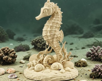 Seahorse STL File – Ocean Decor 3D Print Model – Sea Animal Figurine – Nautical Miniature