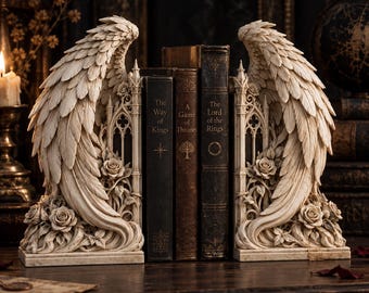 Gothic Angel Wings Bookend STL File | Dark Academia 3D Print Book Holder