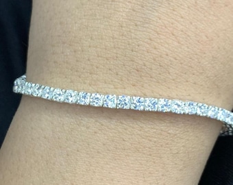 Pulsera de tenis de moissanita de 3 mm / Plata de ley 925 / Brillo similar al de un diamante