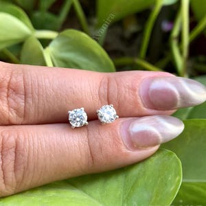 4mm Moissanite Studs | 925 Sterling Silver | Classic Solitaire Earrings | Gift for her