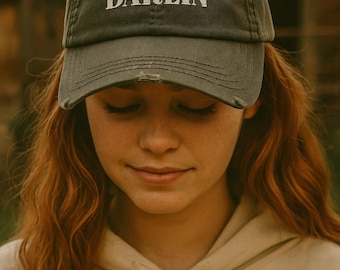 Darlin' Embroidered Cap: Distressed Cotton Twill Hat