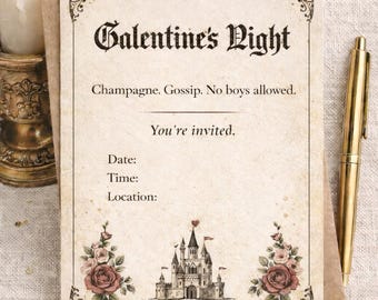 Medieval Galentine's Night Invitation – Royal Girls Night, Castle Design (Digital Download)