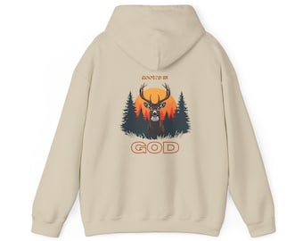 Stag Sunset Graphic Hoodie: Christian, Country Pullover