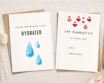 Funny Valentine's Day Card – You're the Reason I Stay Hydrated (Digital Download)