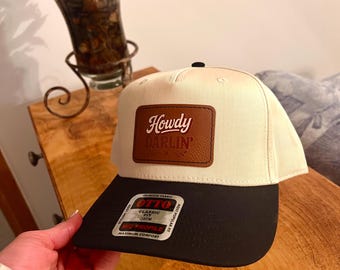 Howdy Darlin' leather patch Baseball Cap | Western country trucker hat, Rodeo Hat